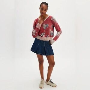 Free People Floral Pink / Blue Cardigan